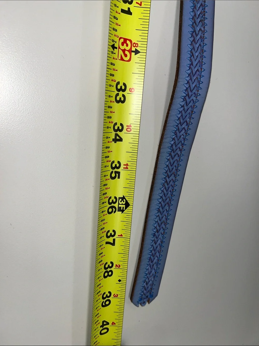 J. Crew Pale Blue Braided Leather Belt with Antique Brass Rings XS/S - Picture 6 of 13